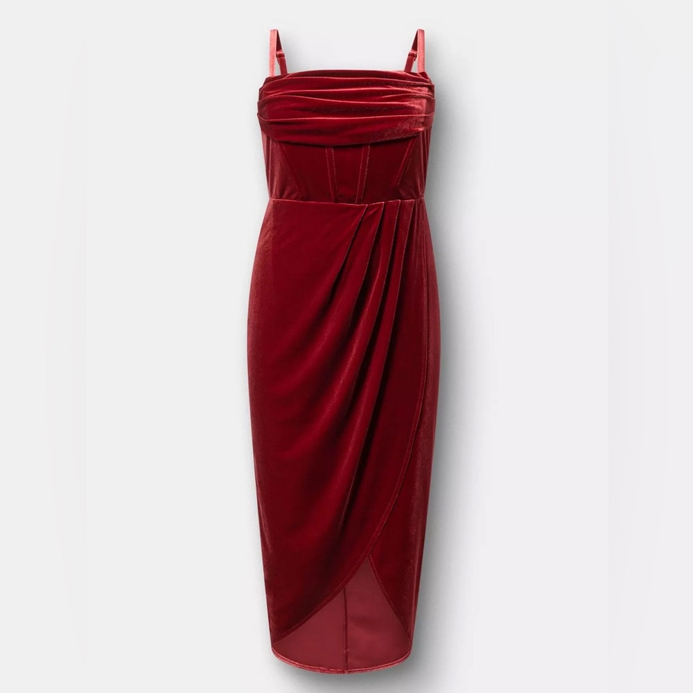 Midi Velvet Bustier Tulip Dress - Picture 4 of 12